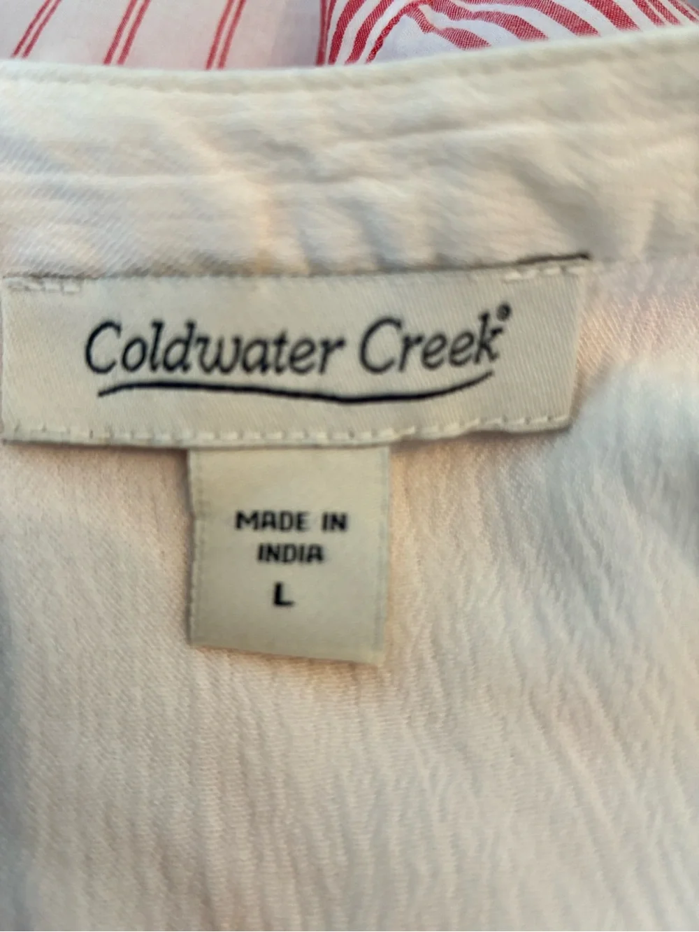 Coldwater Creek Long-Sleeve Peasant Tunic w/lace inset, round collar V neck